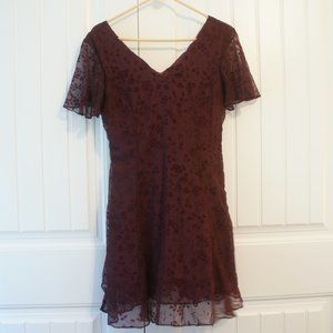 Wine Lace Overlay Dress